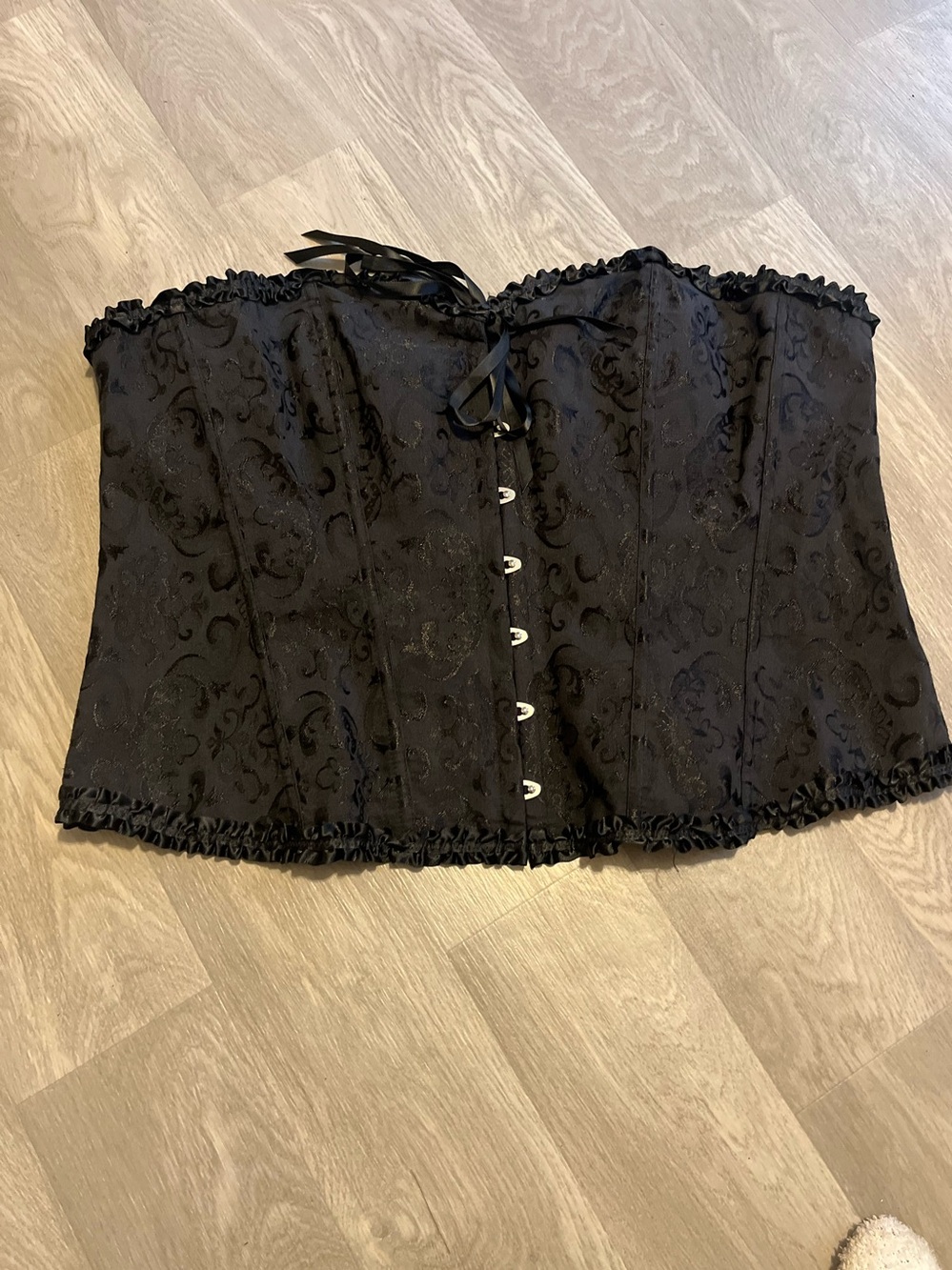Black Brocade Lace-Up Corset Top - Women Intimates Dark Romantic Plus-size
